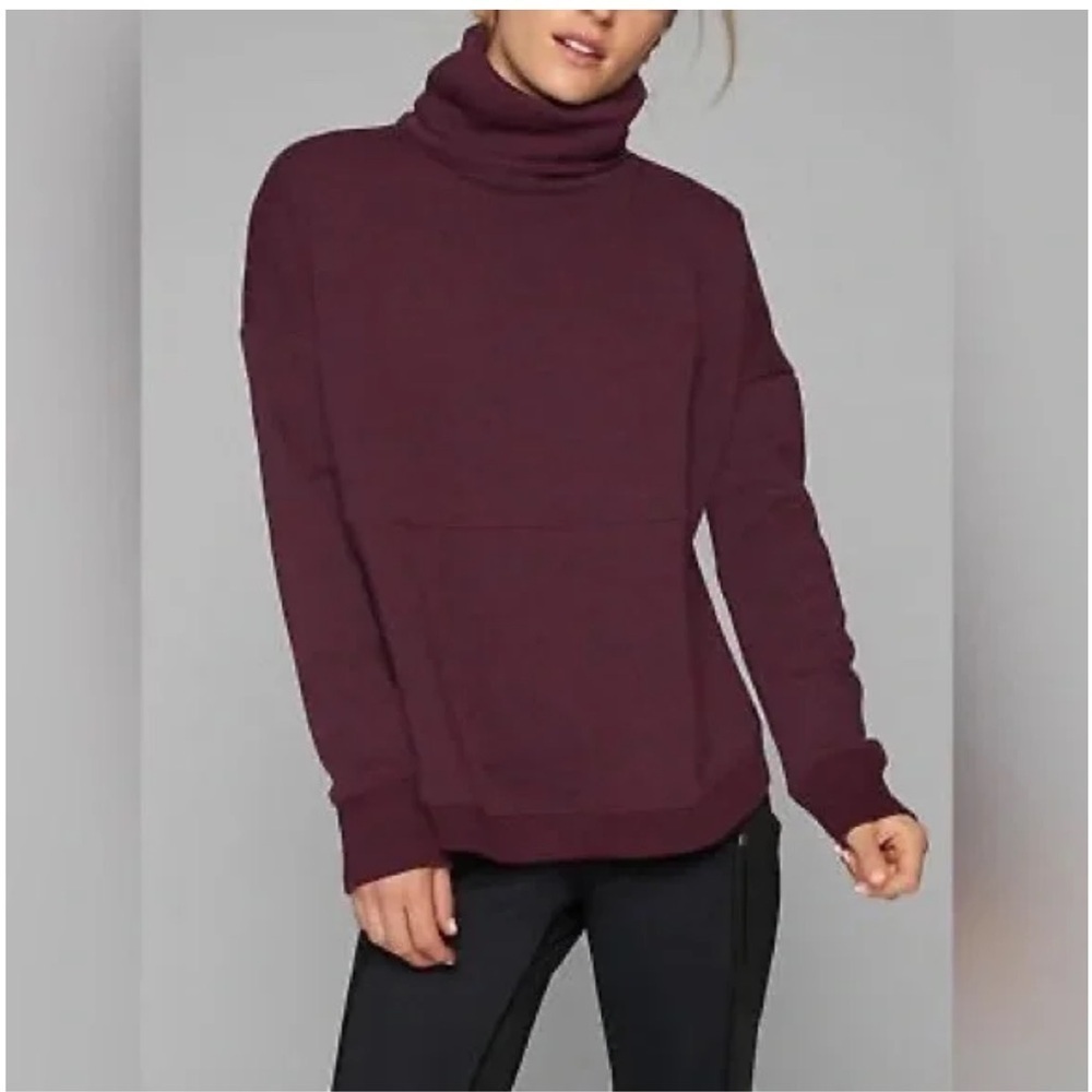 Athleta Cassis Cozy Karma Purple plum Pullover funnel cowl neck Sweater small